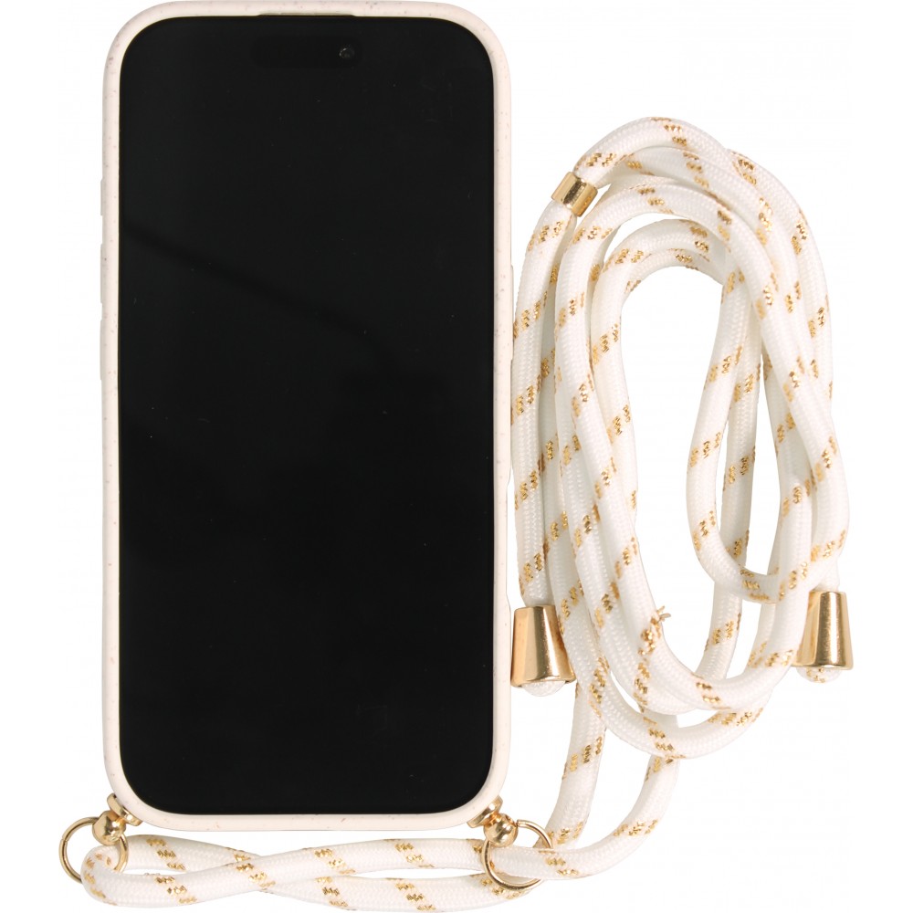 iPhone 17 Case Hülle - Bio Eco-Friendly Vegan mit Handykette Necklace - Weiss