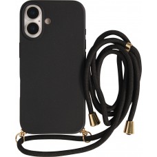 iPhone 17 Case Hülle - Bio Eco-Friendly Vegan mit Handykette Necklace - Schwarz