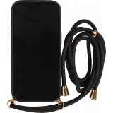 iPhone 17 Case Hülle - Bio Eco-Friendly Vegan mit Handykette Necklace - Schwarz