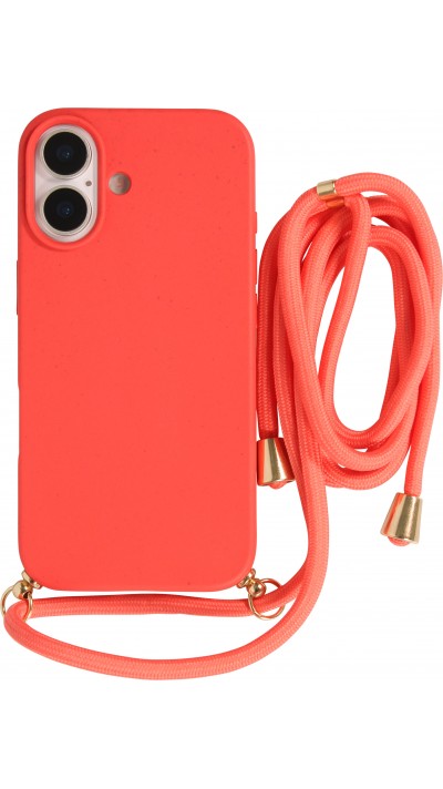 iPhone 17 Case Hülle - Bio Eco-Friendly Vegan mit Handykette Necklace - Rot