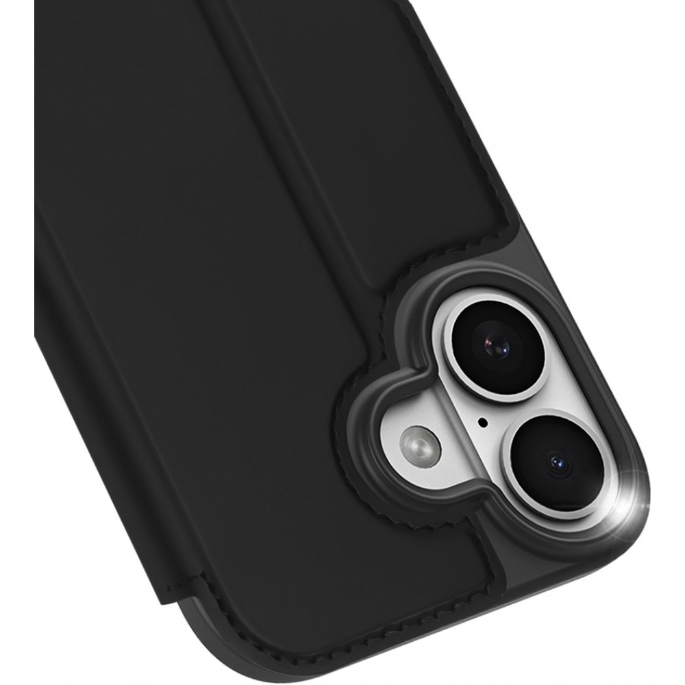 Coque iPhone 17 - Dux Ducis Skin Pro avec rabat et emplacement pour cartes en cuir synth&eacute;tique PU et TPU flexible  - Noir