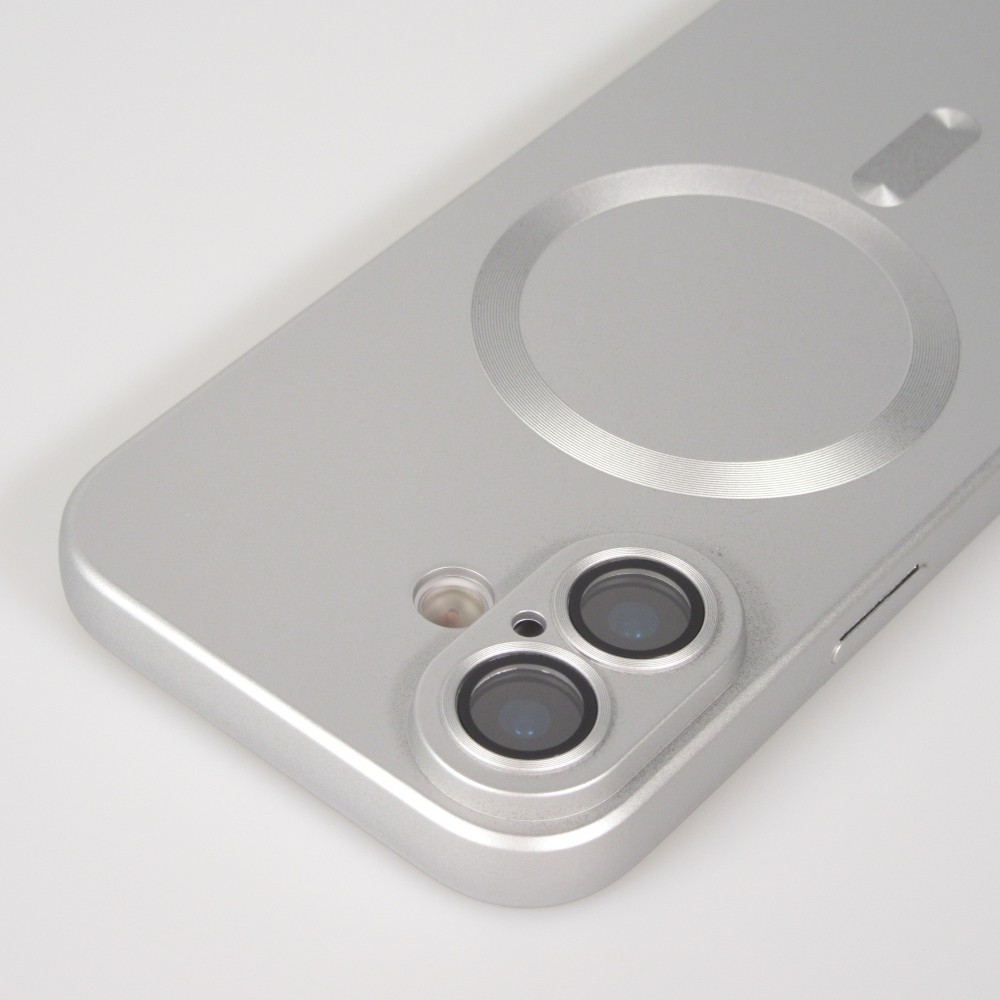 iPhone 17 Case Hülle - Gummi weich mit Kameraschutzglas MagSafe - Silber