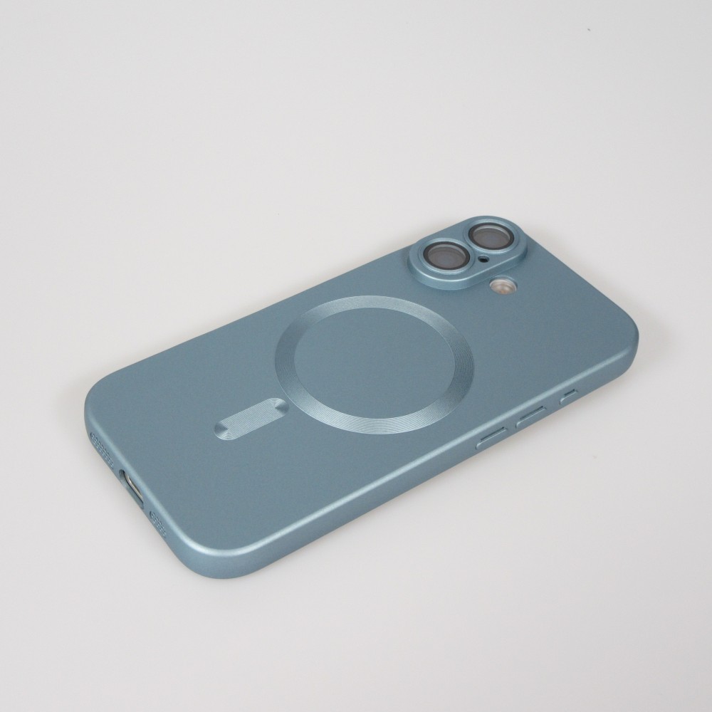iPhone 17 Case Hülle - Gummi weich mit Kameraschutzglas MagSafe - Blau