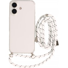Hülle iPhone 17 - Gummi transparent mit Seil - Weiss gefleckt