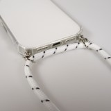 Hülle iPhone 17 - Gummi transparent mit Seil - Weiss gefleckt