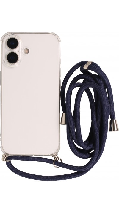 Hülle iPhone 17 - Gummi transparent mit Seil blau