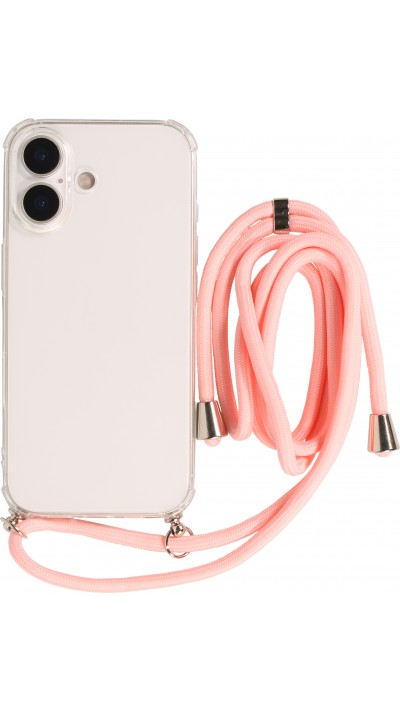 Hülle iPhone 17 - Gummi transparent mit Seil - Rosa