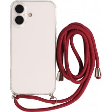 Hülle iPhone 17 - Gummi transparent mit Seil - Rot