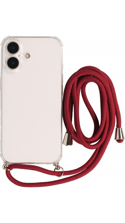 Hülle iPhone 17 - Gummi transparent mit Seil - Rot