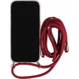 Hülle iPhone 17 - Gummi transparent mit Seil - Rot