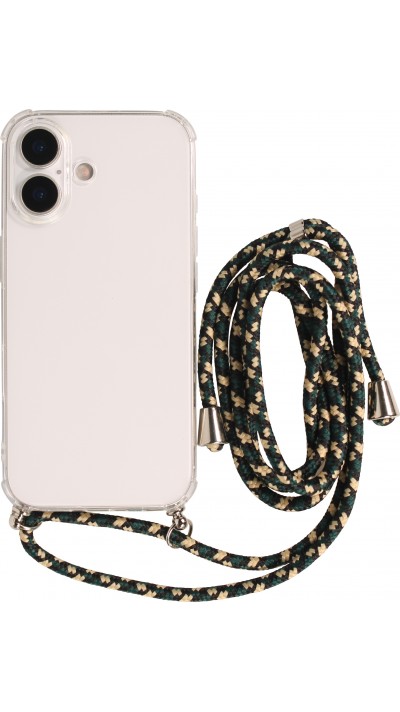 iPhone 17 Case Hülle - Gummi transparent bumper mit Seil - Grün / gold