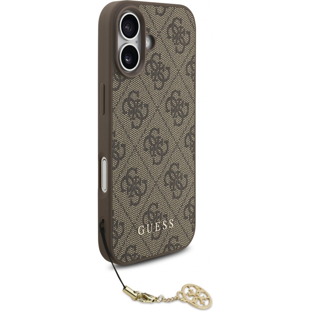 iPhone 17 Case Hülle - Guess 4G Charm Elegante Schutzhülle Raffiniertes Design Trendaccessoire - Braun