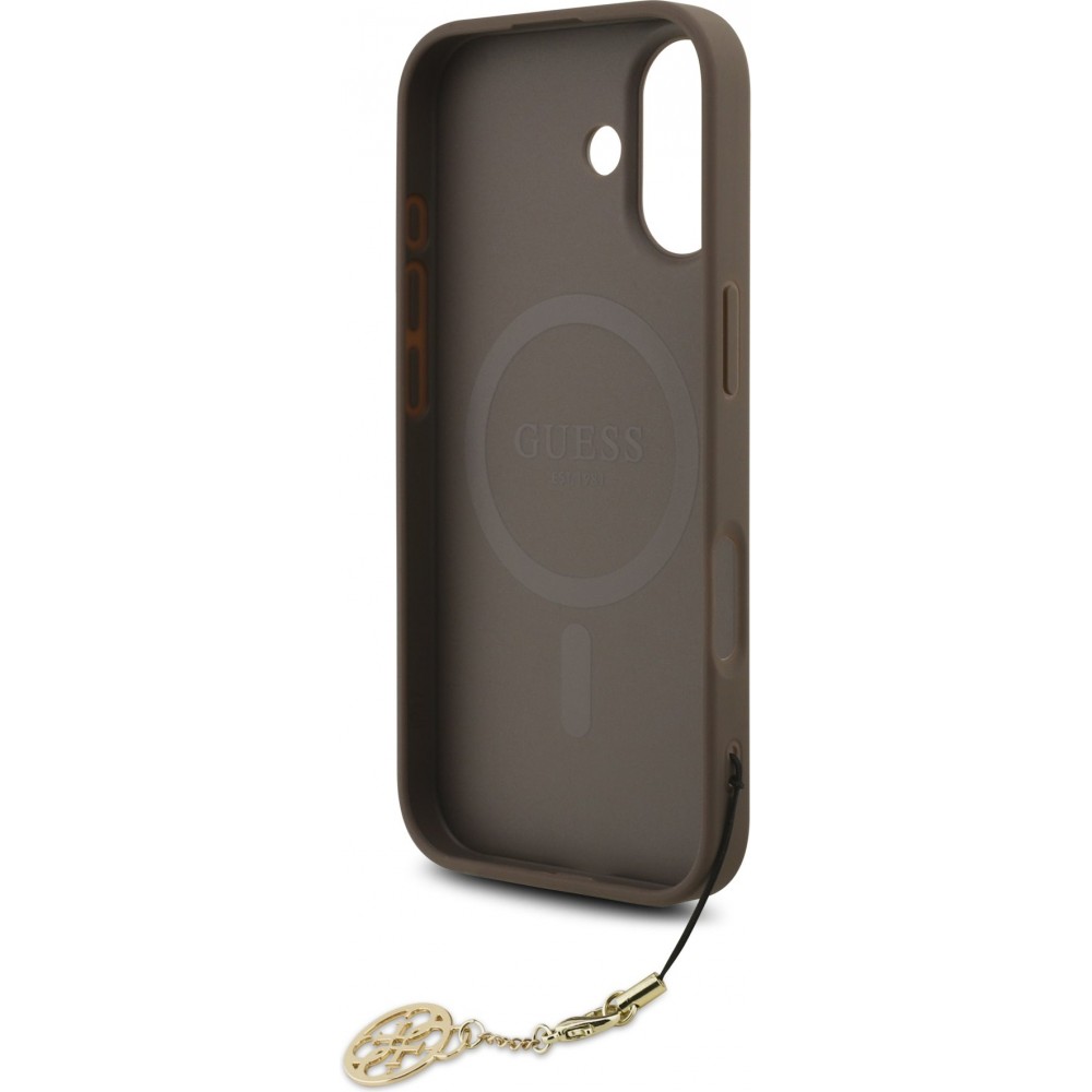 iPhone 17 Case Hülle - Guess 4G Charm Elegante Schutzhülle Raffiniertes Design Trendaccessoire - Braun