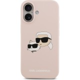 iPhone 17 Case Hülle - Karl Lagerfeld Liquid aus Silikon mit Karl- und Choupette-Design, kompatibel mit MagSafe - Rosa