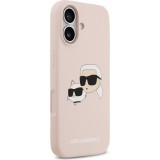 iPhone 17 Case Hülle - Karl Lagerfeld Liquid aus Silikon mit Karl- und Choupette-Design, kompatibel mit MagSafe - Rosa