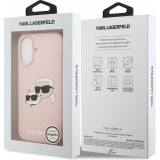 iPhone 17 Case Hülle - Karl Lagerfeld Liquid aus Silikon mit Karl- und Choupette-Design, kompatibel mit MagSafe - Rosa