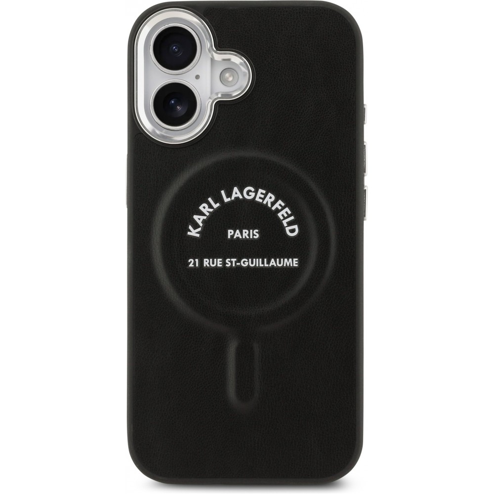 Coque iPhone 17 - Karl Lagerfeld PU RSG Logo MagSafe élégante et protectrice - Noir