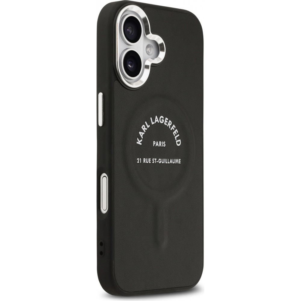 Coque iPhone 17 - Karl Lagerfeld PU RSG Logo MagSafe élégante et protectrice - Noir
