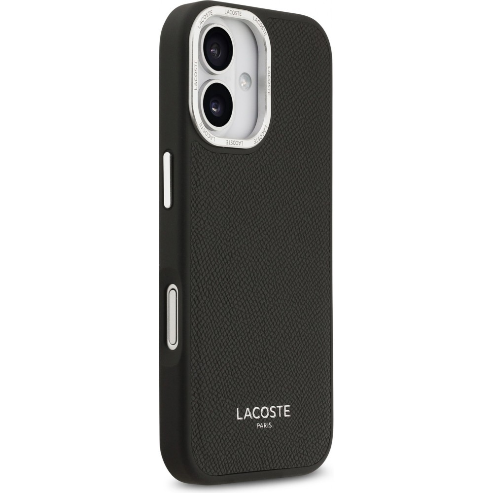 iPhone 17 Case H&uuml;lle - Lacoste PU Leder Champs Elysees MagSafe elegante und langlebige Schutzh&uuml;lle - Schwarz