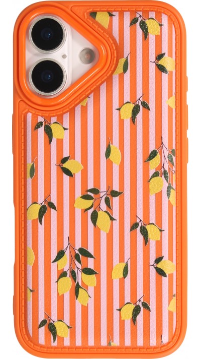 iPhone 17 Case H&uuml;lle - Lemons mit Rosa-Orange Streifen Gepolsterter Rundumschutz mit Silikonrand - Orange
