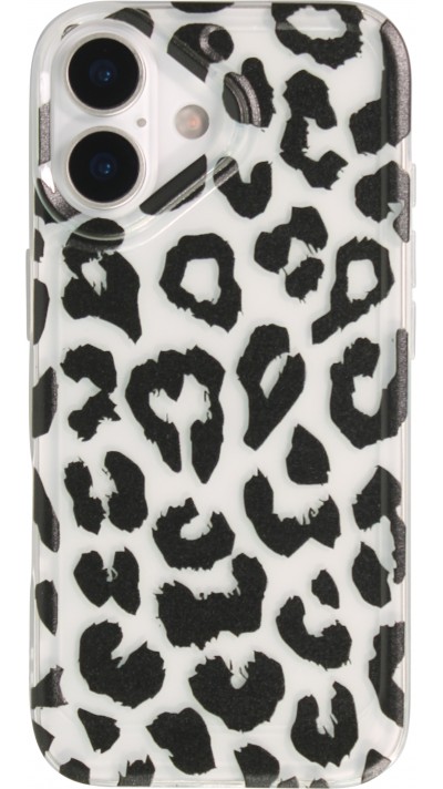 iPhone 17 Case Hülle - Leopard Schwarz/Weiss Klare Silikon Schutzhülle - Schwarz