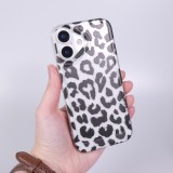 iPhone 17 Case Hülle - Leopard Schwarz/Weiss Klare Silikon Schutzhülle - Schwarz