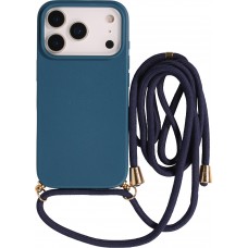 Coque iPhone 17 Pro Max - Bio Eco-Friendly nature avec cordon collier - Bleu