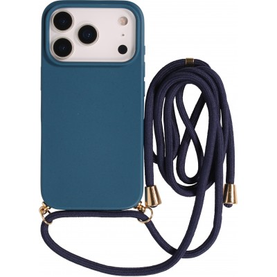 iPhone 17 Pro Max Case Hülle - Bio Eco-Friendly Vegan mit Handykette Necklace blau