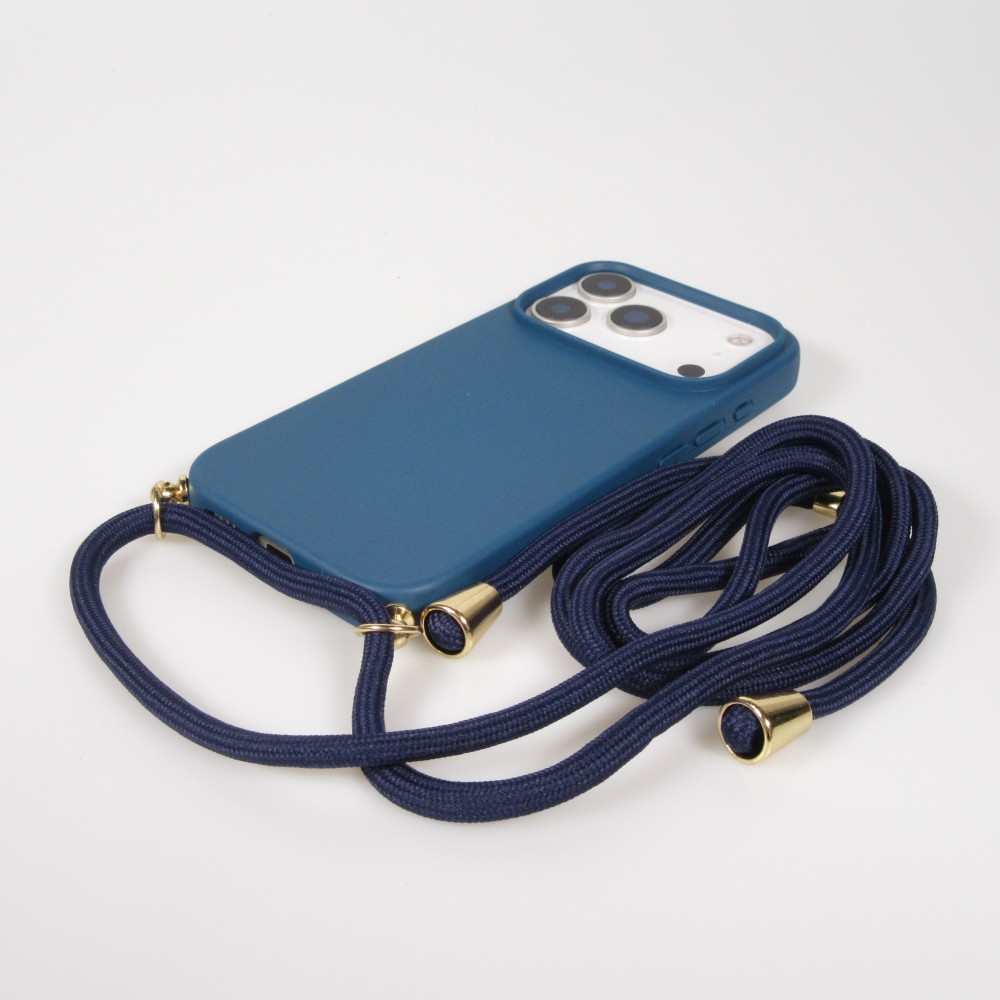 Coque iPhone 17 Pro Max - Bio Eco-Friendly nature avec cordon collier - Bleu