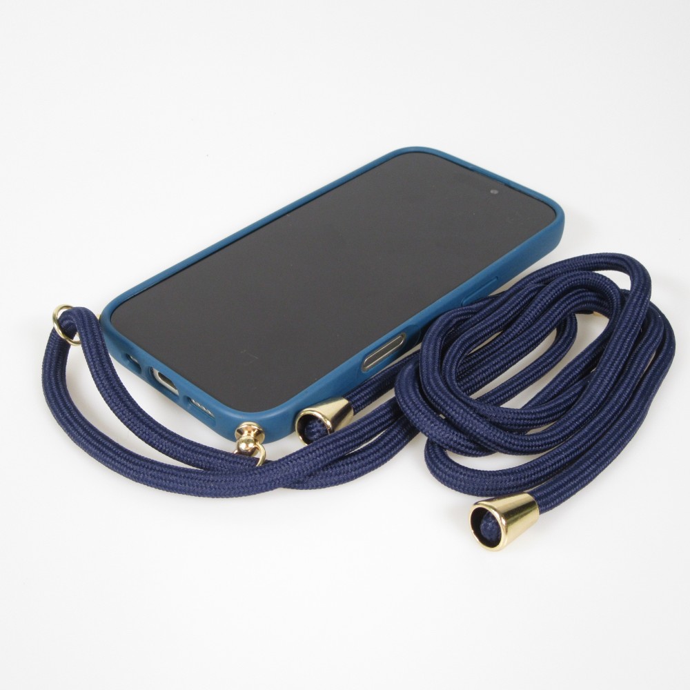 Coque iPhone 17 Pro Max - Bio Eco-Friendly nature avec cordon collier - Bleu