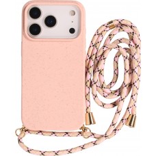 iPhone 17 Pro Max Case Hülle - Bio Eco-Friendly Vegan mit Handykette Necklace - Rosa