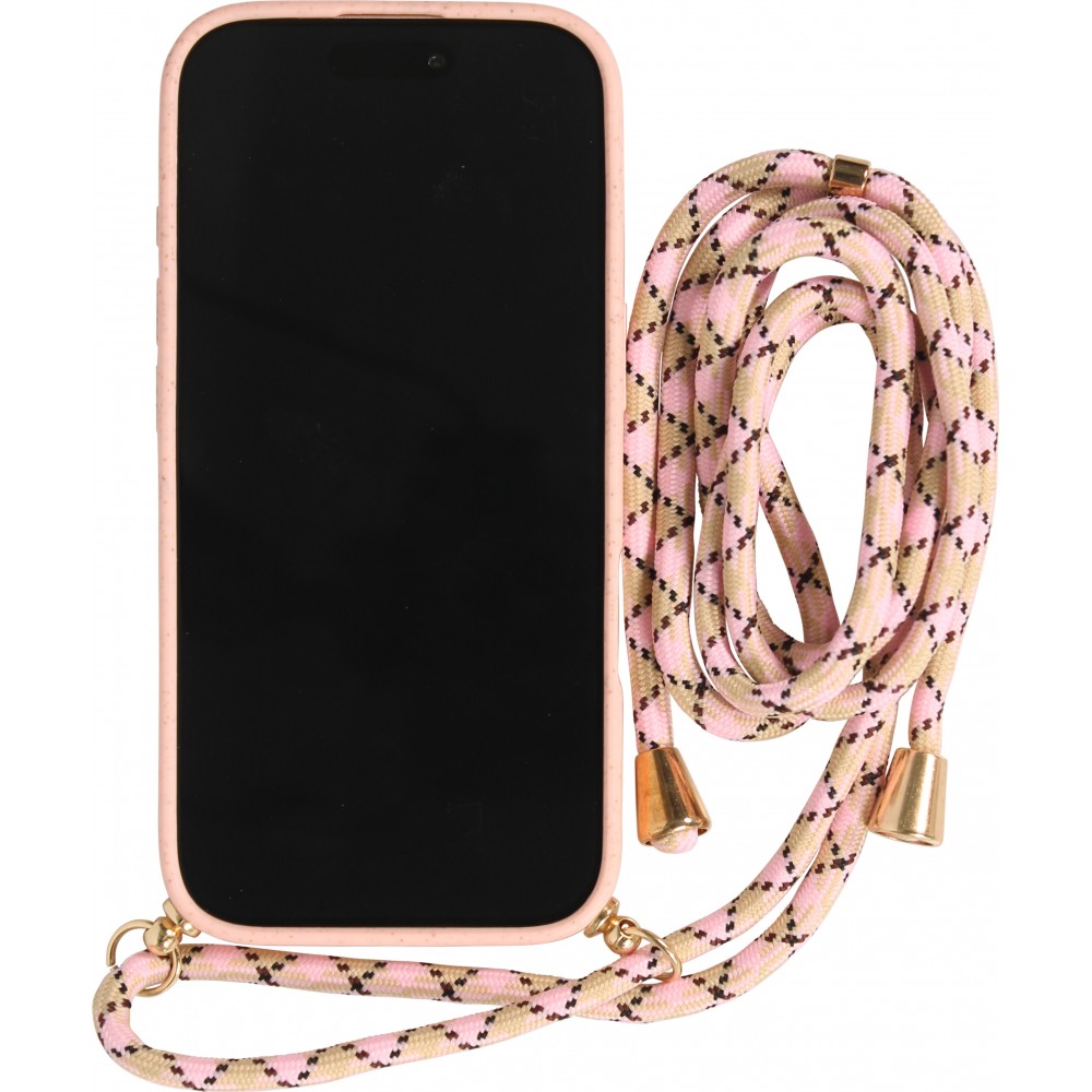 iPhone 17 Pro Max Case Hülle - Bio Eco-Friendly Vegan mit Handykette Necklace - Rosa