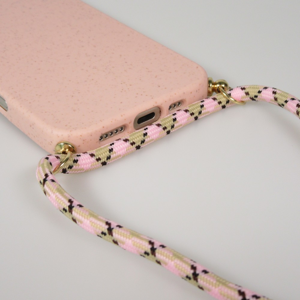iPhone 17 Pro Max Case Hülle - Bio Eco-Friendly Vegan mit Handykette Necklace - Rosa