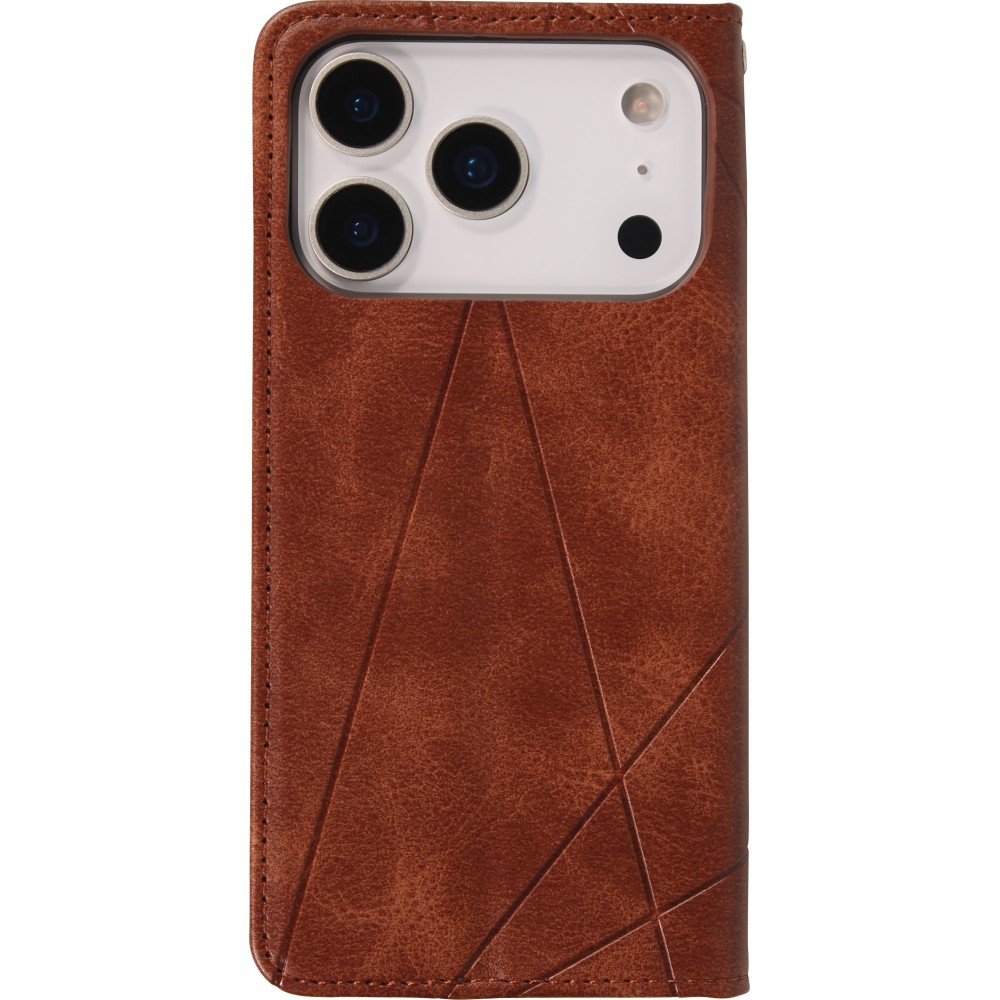 Hülle iPhone 17 Pro - Flip Geometrisch dunkel- Braun