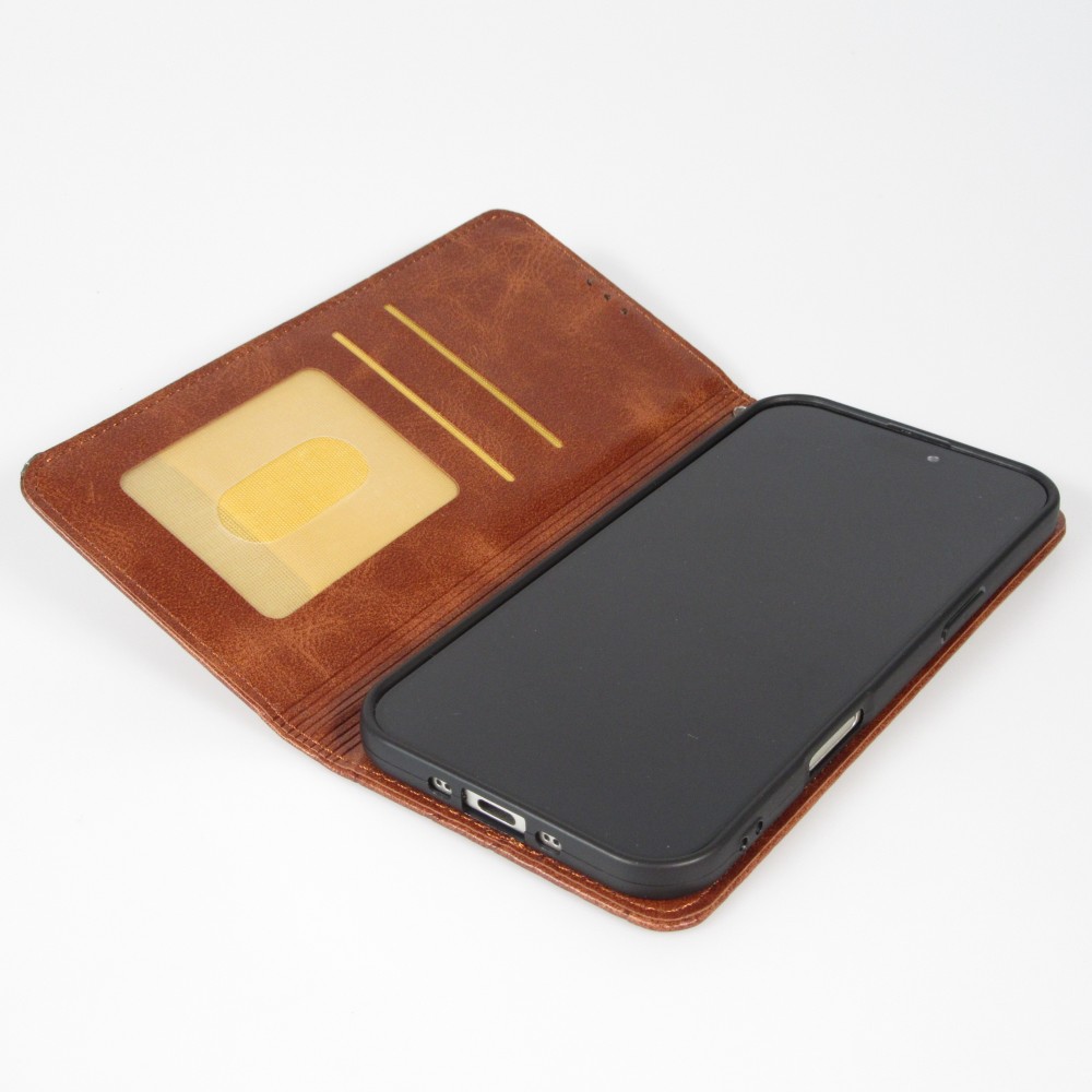 Hülle iPhone 17 Pro - Flip Geometrisch dunkel- Braun