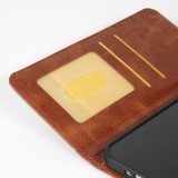Hülle iPhone 17 Pro - Flip Geometrisch dunkel- Braun