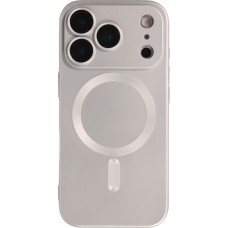 iPhone 17 Pro Max Case Hülle - Gummi weich mit Kameraschutzglas MagSafe - Silber