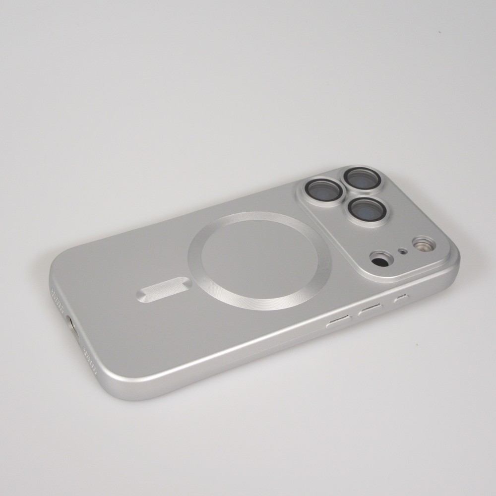 iPhone 17 Pro Max Case Hülle - Gummi weich mit Kameraschutzglas MagSafe - Silber