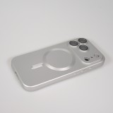iPhone 17 Pro Max Case Hülle - Gummi weich mit Kameraschutzglas MagSafe - Silber