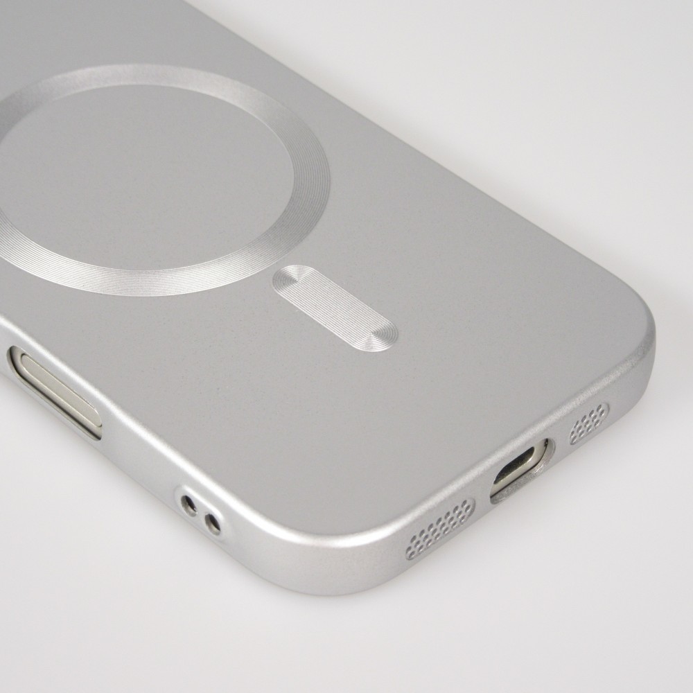 iPhone 17 Pro Max Case Hülle - Gummi weich mit Kameraschutzglas MagSafe - Silber