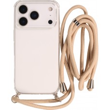 Hülle iPhone 17 Pro Max - Gummi transparent mit Seil beige