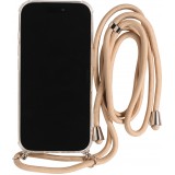 Hülle iPhone 17 Pro Max - Gummi transparent mit Seil beige