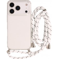 Hülle iPhone 17 Pro - Gummi transparent mit Seil - Weiss gefleckt