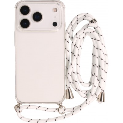 Hülle iPhone 17 Pro Max - Gummi transparent mit Seil - Weiss gefleckt