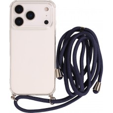 Hülle iPhone 17 Pro Max - Gummi transparent mit Seil blau