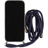 Hülle iPhone 17 Pro Max - Gummi transparent mit Seil blau