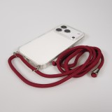 Hülle iPhone 17 Pro Max - Gummi transparent mit Seil - Rot