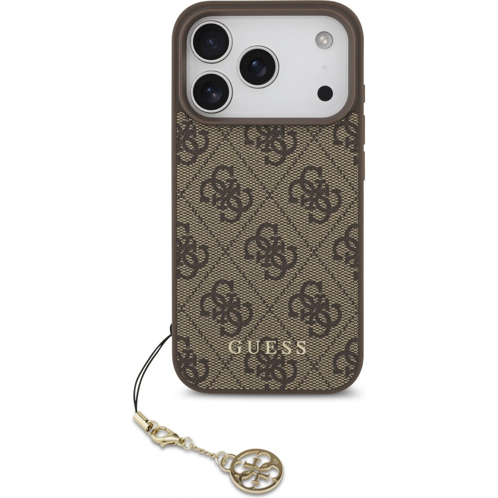 iPhone 17 Pro Case Hülle - Guess 4G Charm Elegante Schutz Raffiniertes Design Trendaccessoire - Braun