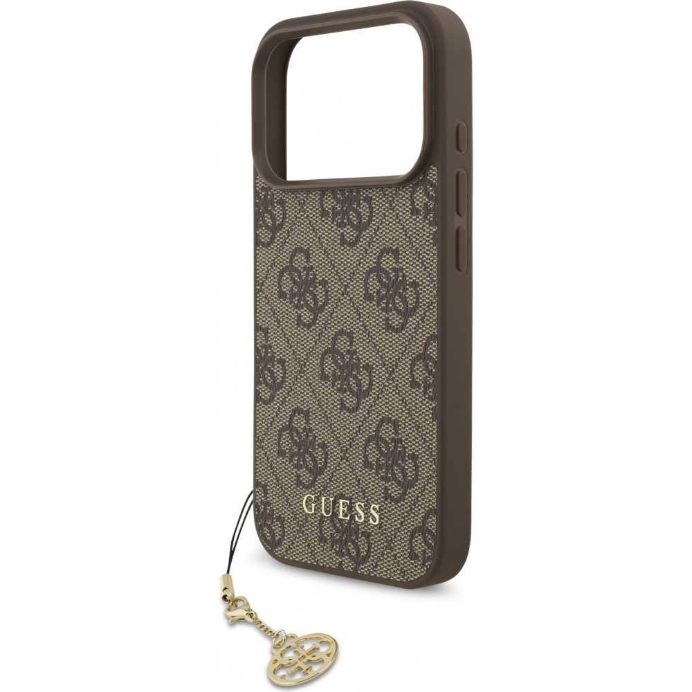 iPhone 17 Pro Case Hülle - Guess 4G Charm Elegante Schutz Raffiniertes Design Trendaccessoire - Braun