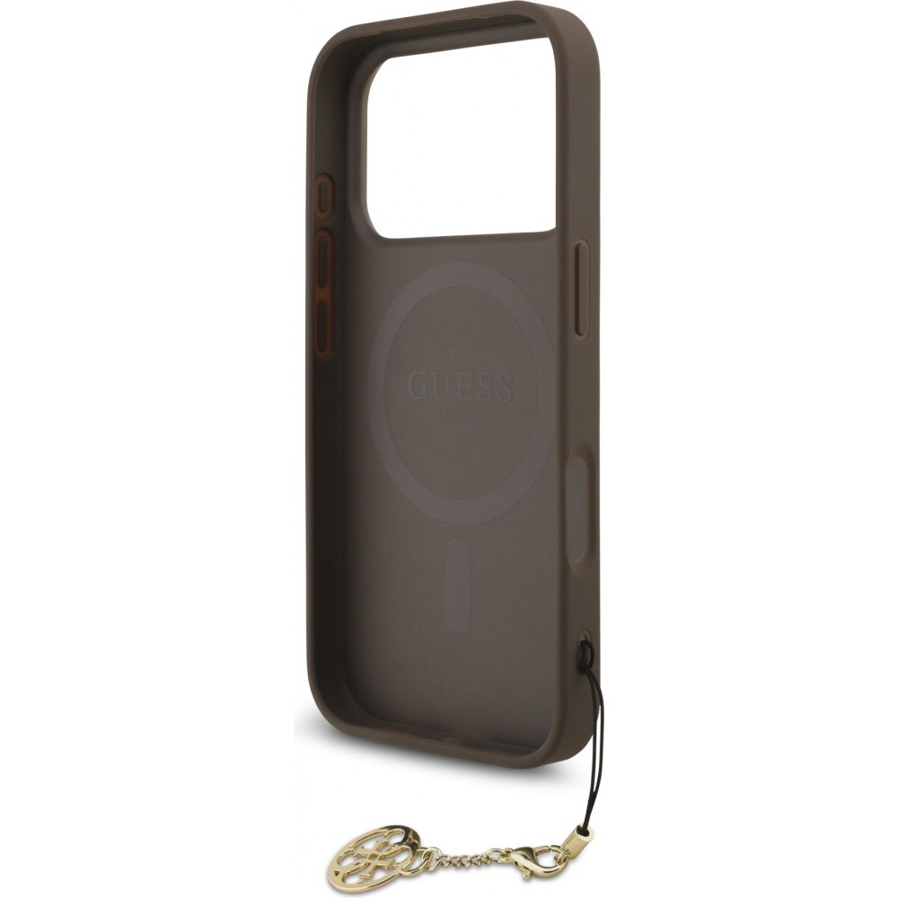 iPhone 17 Pro Case Hülle - Guess 4G Charm Elegante Schutz Raffiniertes Design Trendaccessoire - Braun